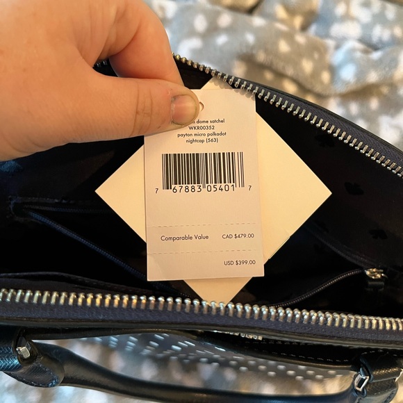 NWT Kate Spade New York medium dome satchel in Payton micro polkadot nightcap - Picture 6 of 7